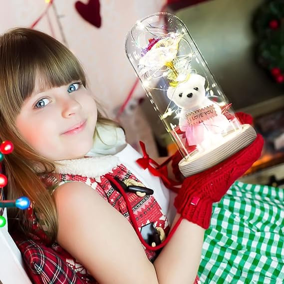 Galaxy Forever Rose in Glass Dome – Light-Up Eternal Crystal Flower with LED Glow | Romantic Gift Box for Valentine’s, Birthday, Anniversary & Special Occasions