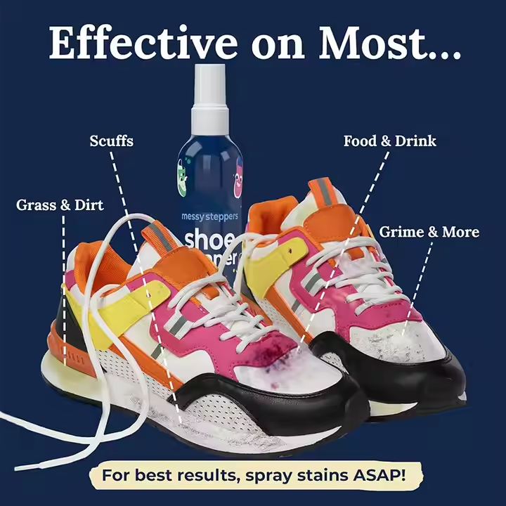 Messy Steppers Shoe Cleaner Easy Use Shoes Stain Removal Natural Ingredients, Stain Remover Sneaker Cleaning Spray - 120ml
