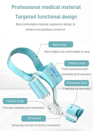 Toe straightener Bunion Corrector with Silicon Gel Pad for Women & Men, Hallux Valgus Adjustable Bunion Splint with toe fracture support for pain relief Day Night Support -