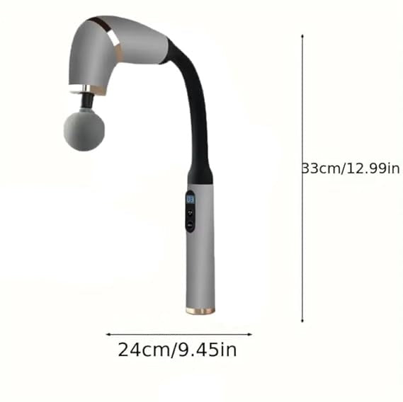 Deep Tissue Massage Gun with Extended Handle – 5 Speed Percussion Massager | 4 Heads for Full Body, Neck, Back & Leg Pain Relief | Rechargeable & Ergonomic Design