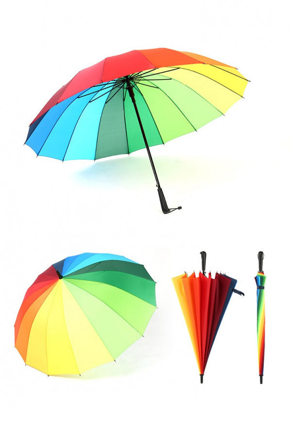 Large Rainbow Umbrella – Windproof, Auto-Open, Multicolor for 2 People