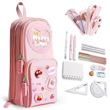 Pencil Pouch for Girls, Pen Pencil Pouch Stationery Organizer School, Pencil Box Girls Boys, Pencil Pouch Aesthetic for Kids, Large Capacity Pencil Case