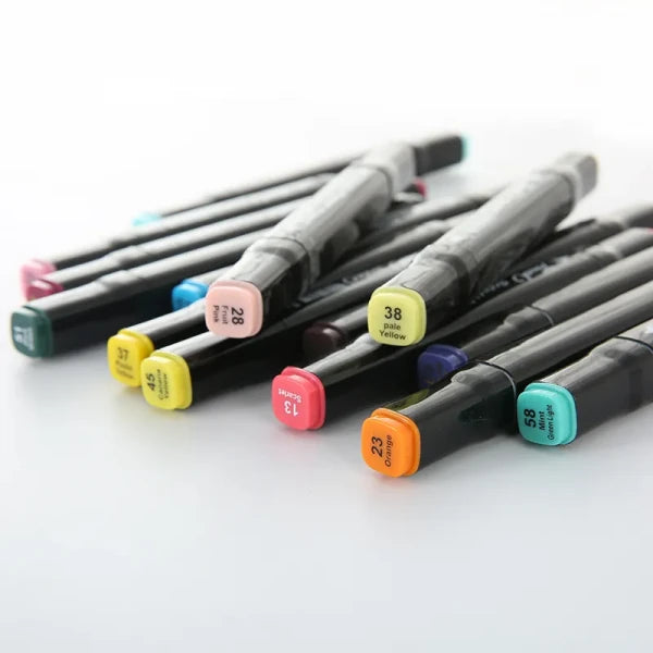 48 Pcs Dual-Tip Colour Marker Pen Set – Oil-Based, High-Pigment Markers with Bullet & Calligraphy Tips + Carry Case