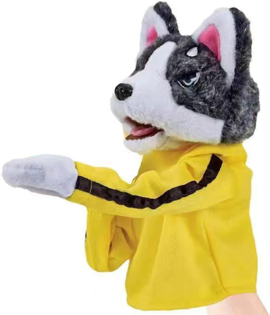 Kung Fu Animal Toy Husky Gloves Doll Children's Game Plush Toys, Fun Hand Puppet with Sounds, Interactive Play for Kids Boys Girls