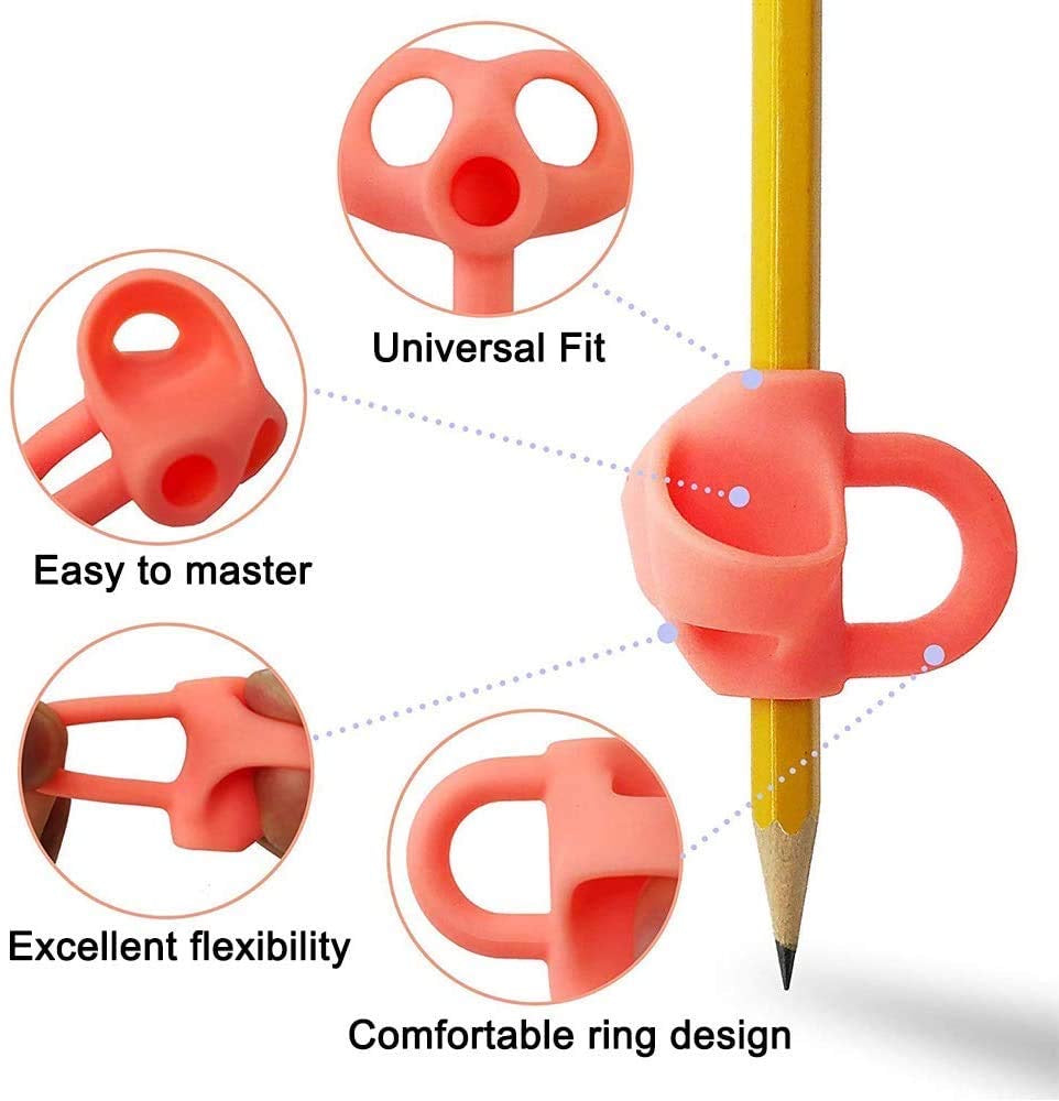 Soft Silicone Pencil Gripper For Kids Writing Pencil Holder, Pen Holder Or Finger Grip Handwriting Pencil Grip Holder (Multicolor - 5pcs Pack)