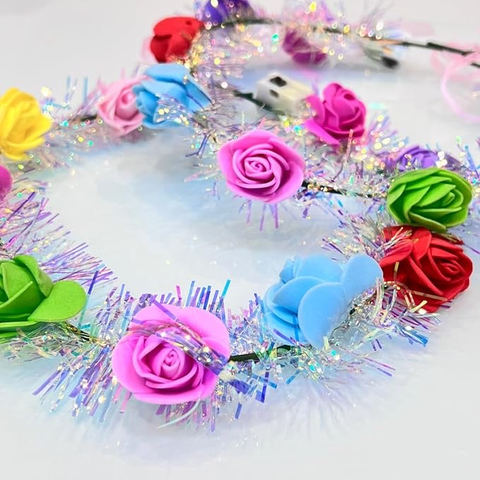 6 LED Flower Wreath Headbands – Luminous Festival Crowns with 3 Light Modes