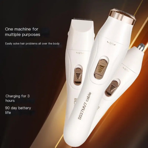 3-in-1 Painless Hair Remover Trimmer – Lipstick-Size Precision Facial Shaver for Women