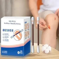 50 Pcs Cotton Iodine Swab Sticks – Pre-Filled Antiseptic Cleaning Swabs