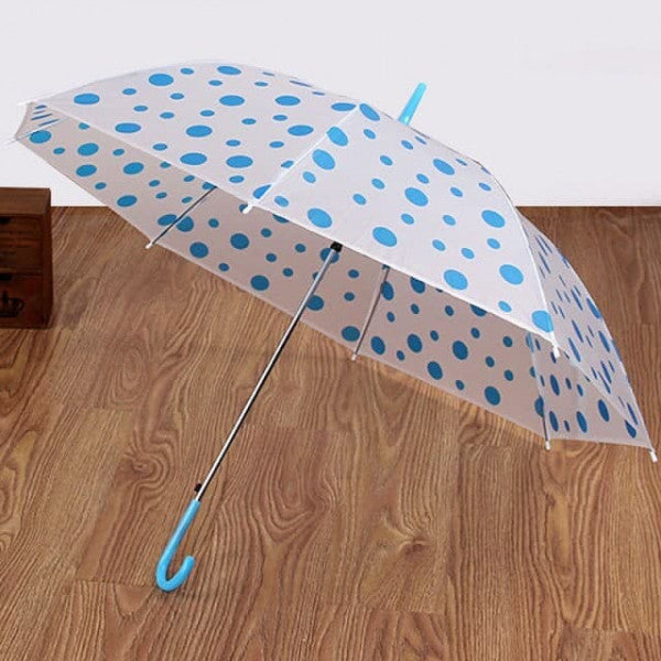 Polka Dot Transparent Rain Umbrella – Long Handle Bubble Dome Umbrella for Wind & Rain Protection