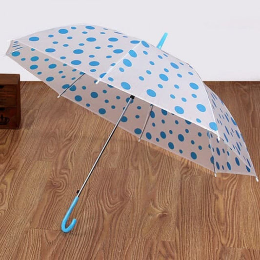 Polka Dot Transparent Rain Umbrella – Long Handle Bubble Dome Umbrella for Wind & Rain Protection