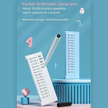 Children's Practice Math Board, Reusable Oral Arithmetic Writing Montessori Counting Toy, Math Flash Card, Addition & Subtraction Learning Calculate Set