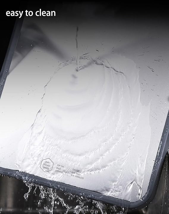 Double-Sided Cutting Board (40x27cm) | 304 Stainless Steel + Food Grade PP | Anti-Slip, Durable & Easy to Clean