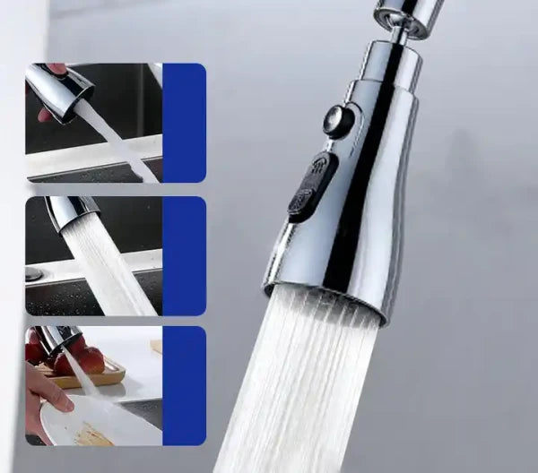 360° Rotating Movable Faucet Nozzle – 3 Mode Adjustable Splash-Proof Tap Extender