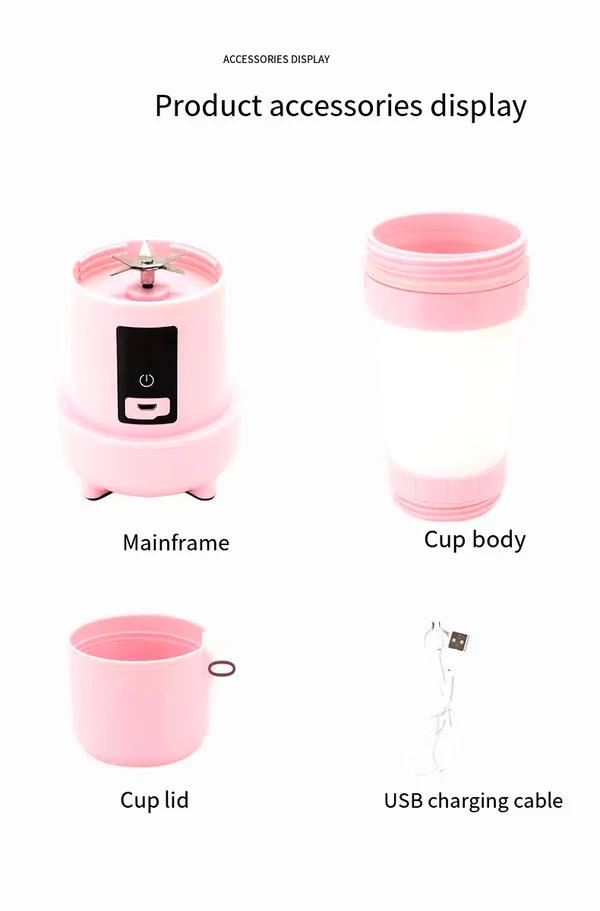 Pastel Coloured Portable Wireless Foldable Cup Blender (MULTICOLOR)