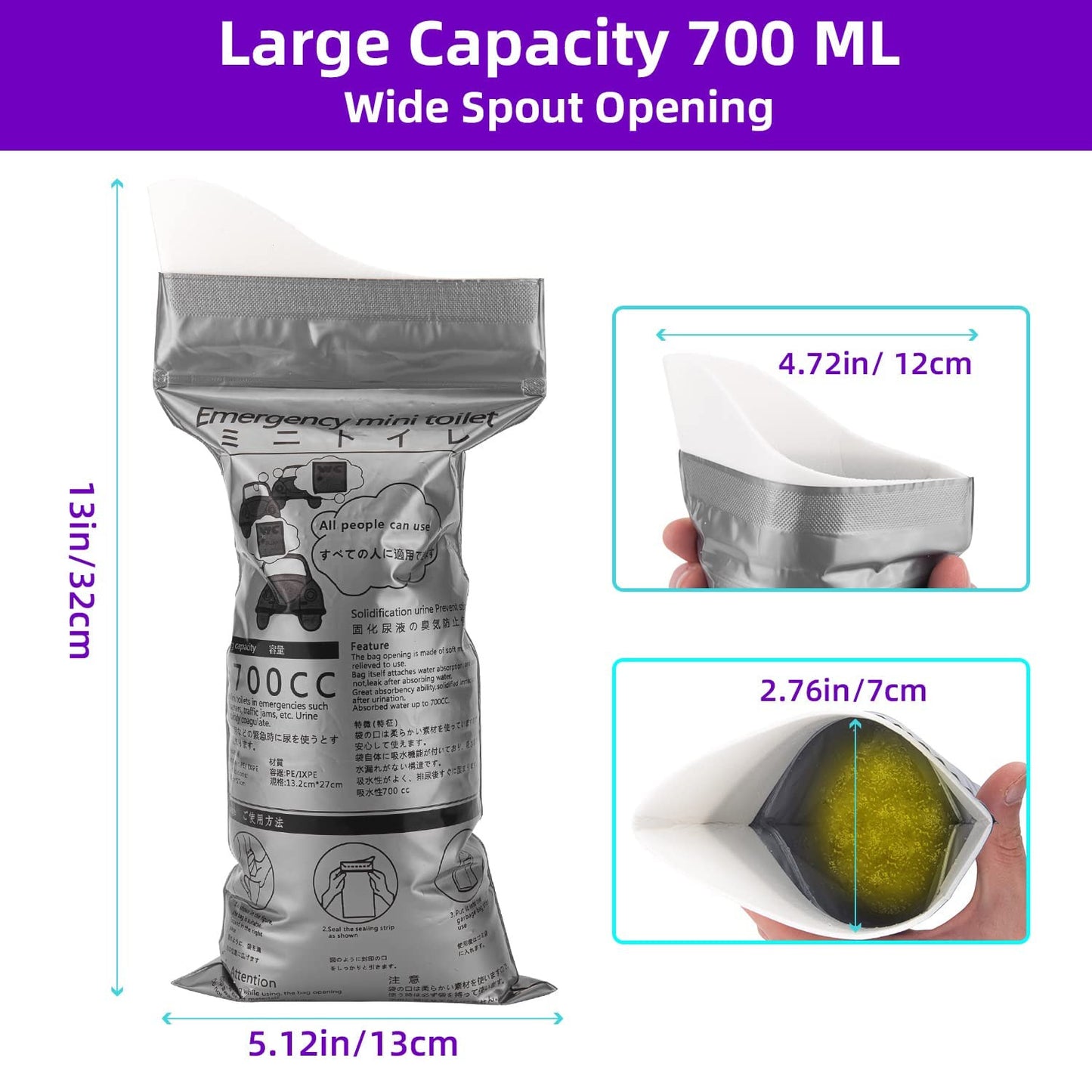 Disposable Urine Bags – Leak-Proof, Unisex Travel & Emergency Solution (700ml)