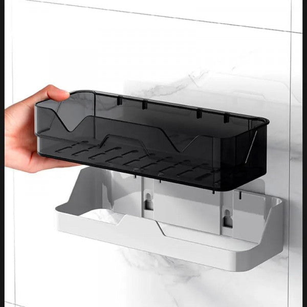 Bathroom Shelf Organizer – Punch-Free Wall Mounted Storage Rack with Strong Adhesive & Drain Design