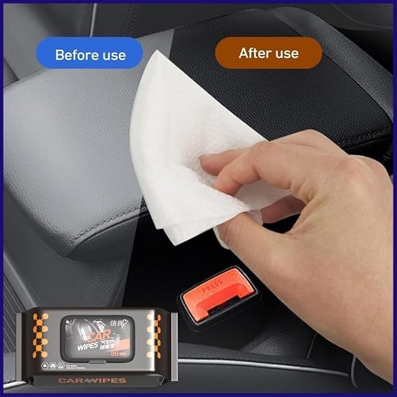 Microfiber Wet Cloth Wipes | Car Dashboard Polish, Car Scratch Remover Tissue | Car Cleaning Wipes for Leather Seat Accessories | Glass Window Cleaner (80 wipes Pack)