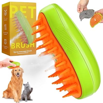 3-in-1 Steam Pet Grooming Brush – Self-Cleaning, Hair Removal & Massaging Comb for Cats & Dogs, Rechargeable
