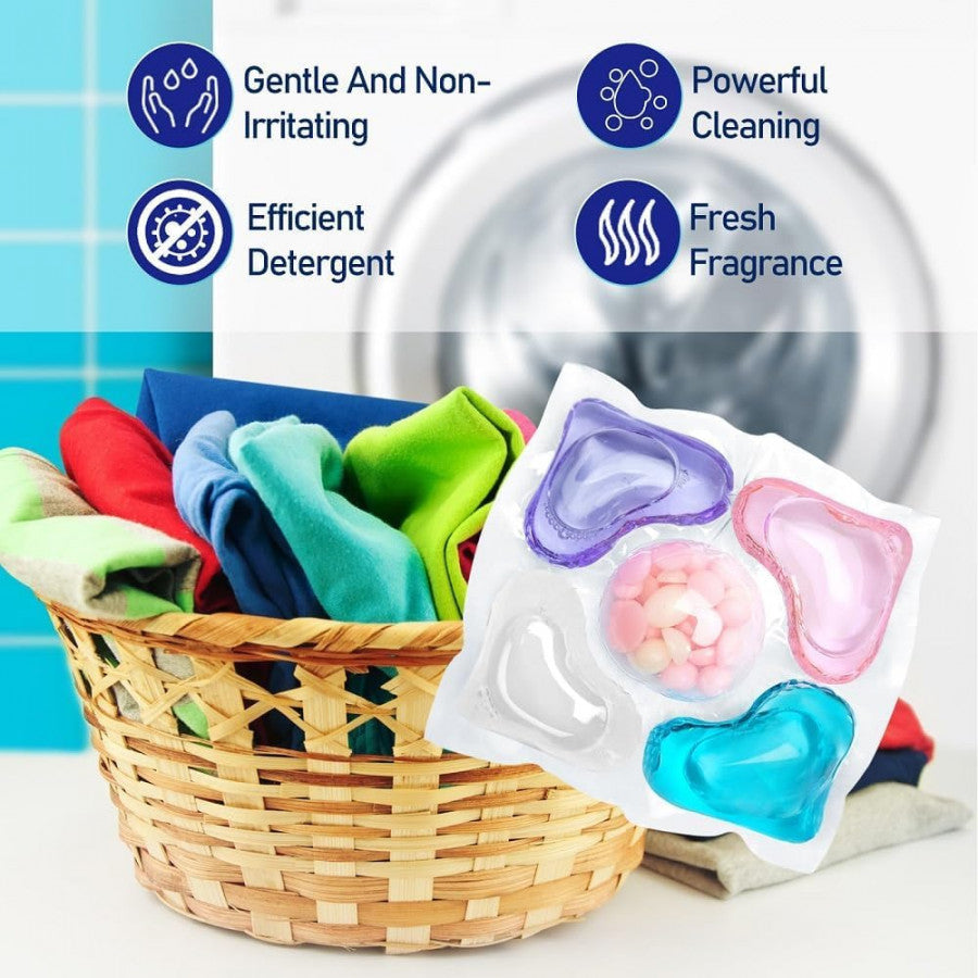 5-in-1 Advanced Laundry Pods with Microcapsule Fragrance Boost – Residue-Free Concentrated Cleaning