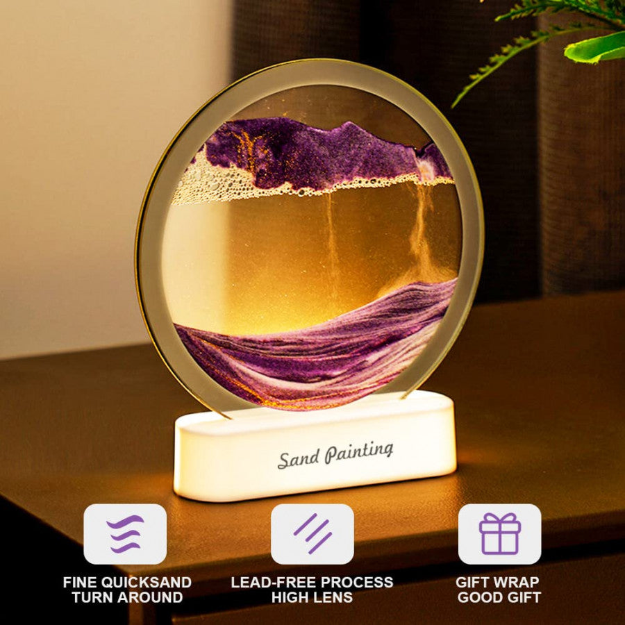 Quick Sand Art Painting with LED Lighting – Dynamic Moving Landscape Night Lamp