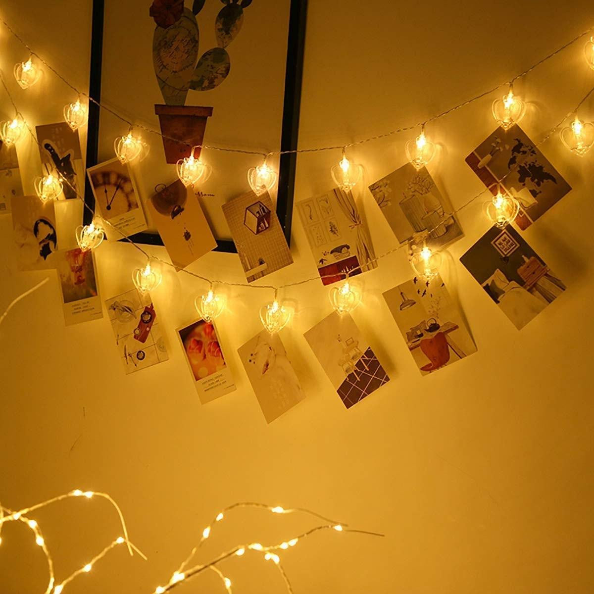 Heart Shape LED Photo Clip String Lights – 10 Clips, 3M Warm White Decoration