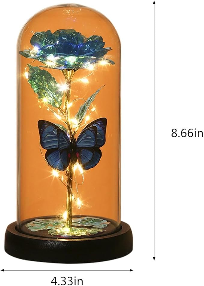 Forever Galaxy Rose in Glass Dome with LED Lights | Eternal Multicolor Rose Gift for Women | Romantic Valentine’s & Anniversary Decor