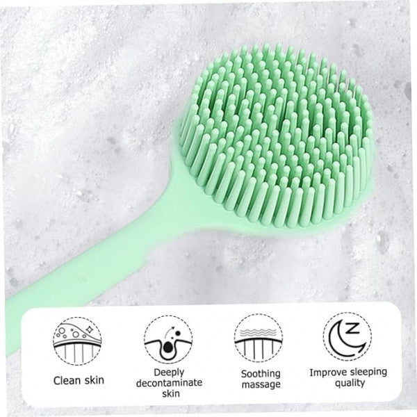 Silicone Bath Brush with Long Handle – Dual-Sided Scrub & Massage, Gentle Exfoliation, Hygienic & Eco-Friendly