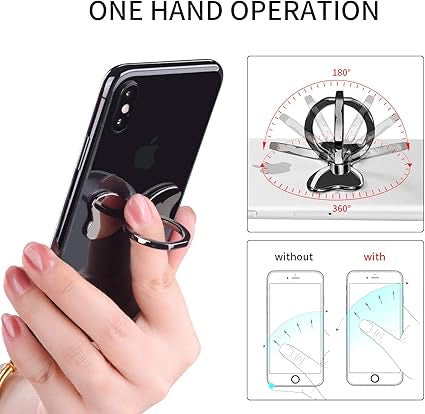 360° Rotating Phone Ring Holder & Kickstand | Anti-Drop Finger Grip with Magnetic Car Mount Support | Universal for All Smartphones & Tablets