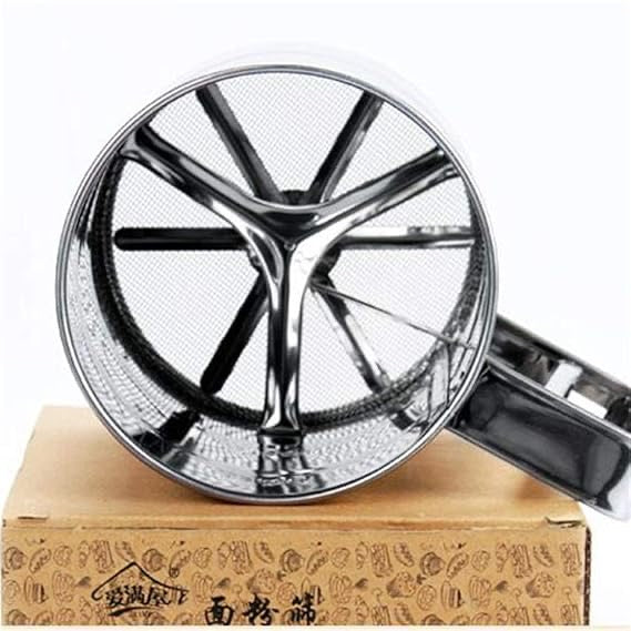 Stainless Steel Flour Sifter – Double-Layer Baking Sieve | One-Hand Press | Rust-Proof, Dishwasher Safe (250ml)