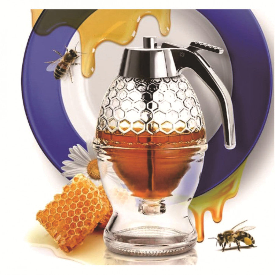 Honey Dispenser with Stand – No-Drip Acrylic Honey Pot (1 Cup / 8 oz)