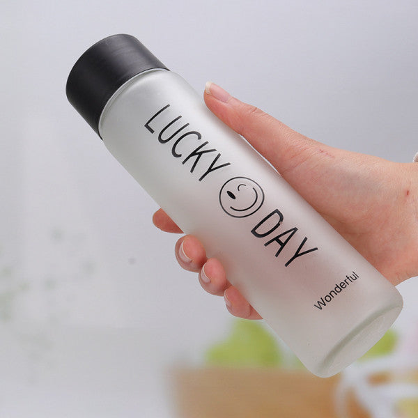 🌿 Slim Frosted Glass Water Bottle – Leak-Proof, Stylish & Reusable with Cup Cover