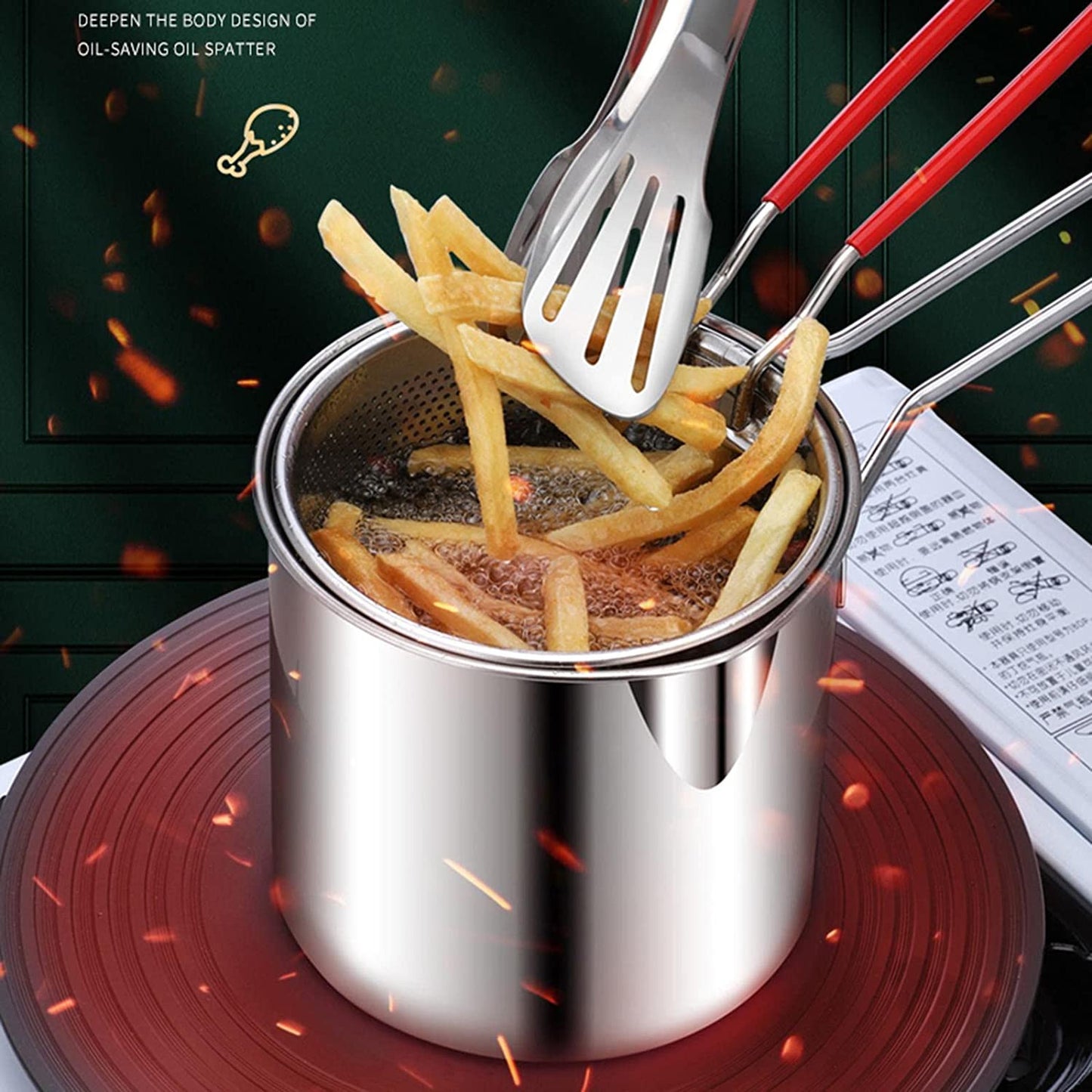 Stainless Steel Deep Fryer Pot with Basket – Oil Temperature Control, Non-Stick, Multi-Purpose Cooking Pot
