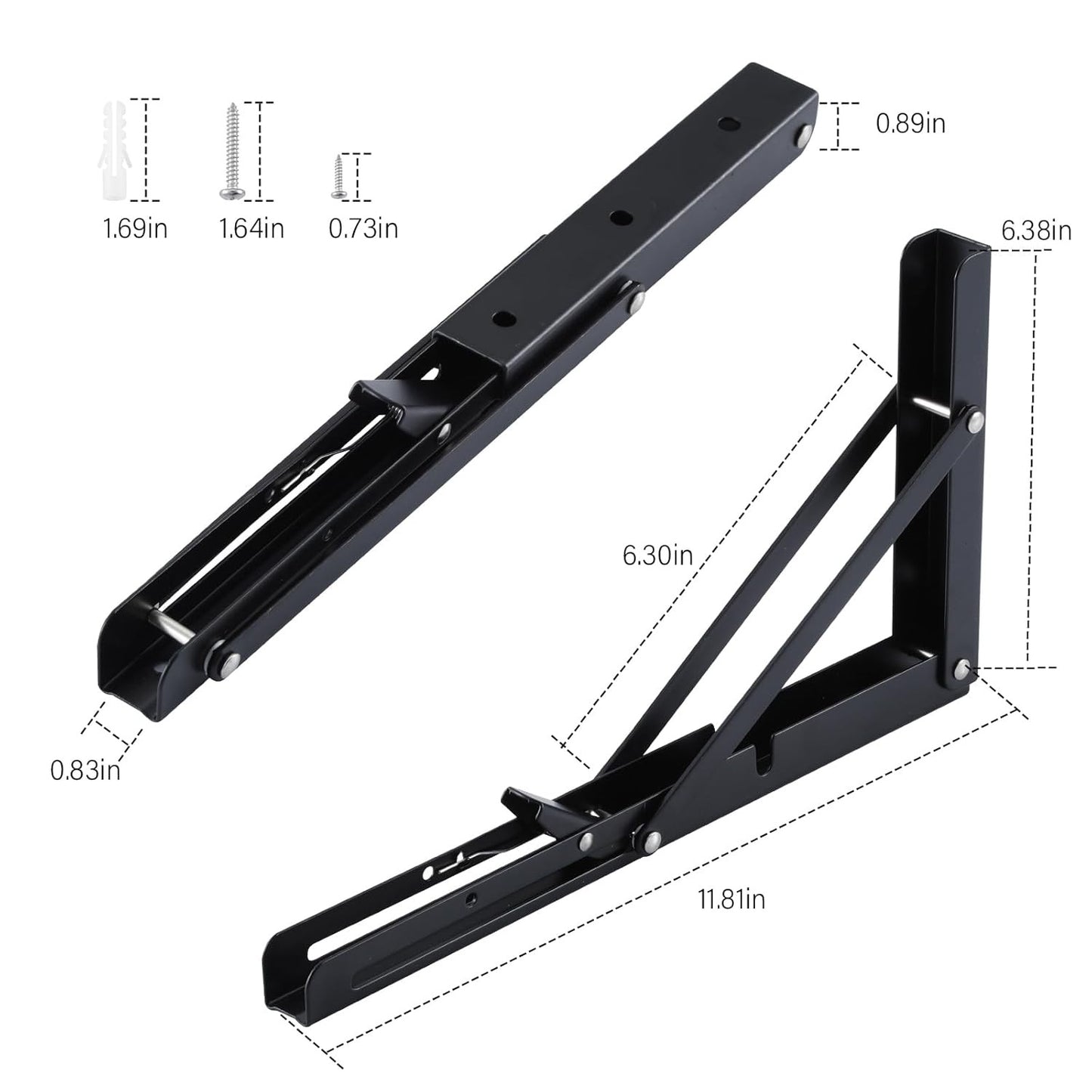 Folding Shelf Brackets (Pack of 2) – Heavy Duty, Space-Saving Wall Mount - 40 CM