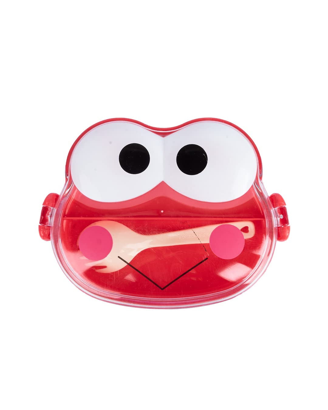 Double Layer Frog Shape Lunch Box for Kids with Spoon, Red, Plastic, 1.2 Liters | Leak Proof Kids Lunch Box/Nasta Dibba/ Tiffin Box for School Children, Food Grade Plastic, with Spoon