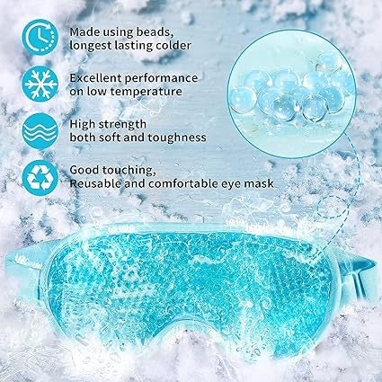 Cooling Gel Beads Eye Mask – Hot & Cold Therapy for Puffy Eyes, Headaches, Dark Circles & Migraine Relief