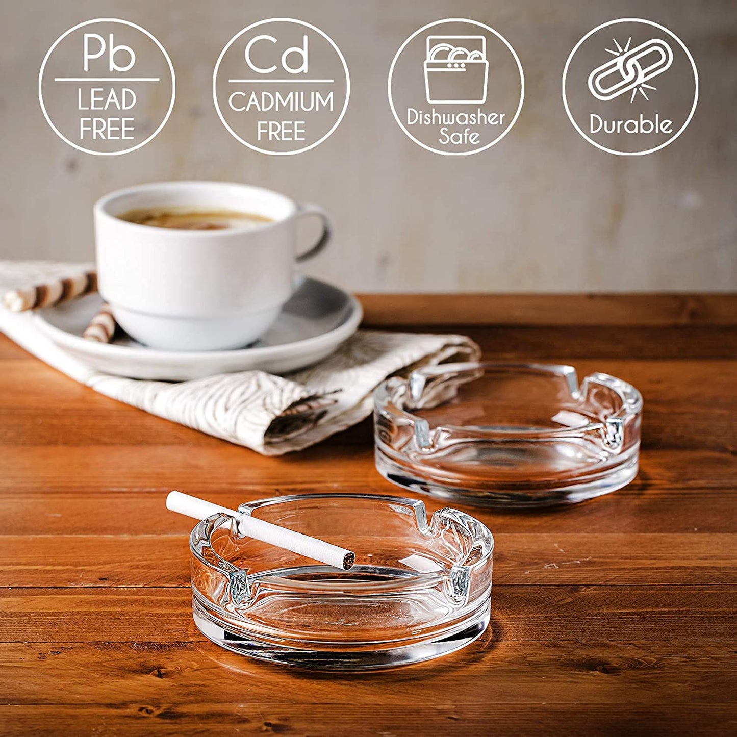 ✨ Round Glass Cigarette Ashtray – Elegant Heavy-Duty Crystal Design