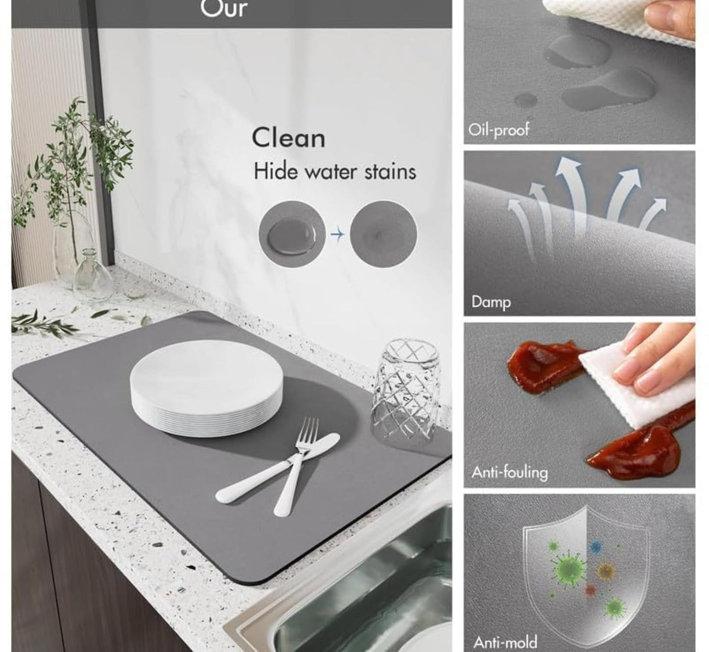 Quick-Dry Kitchen Dish Mat – 40×60 cm