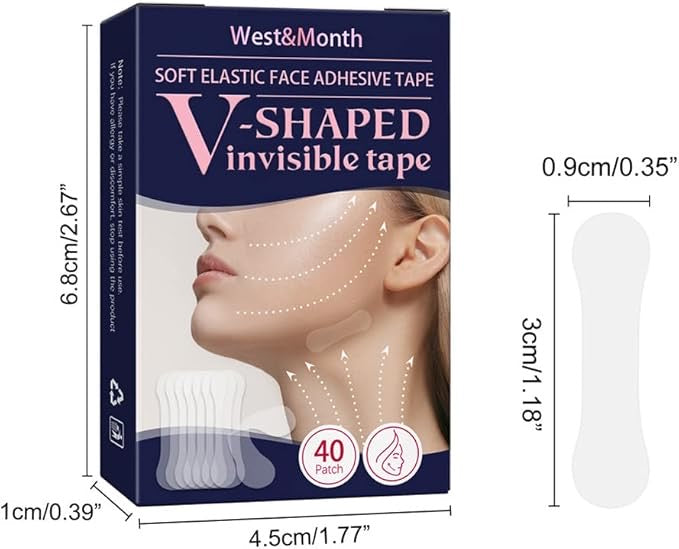 Invisible Face Lifting Tape – 40 pcs Breathable & Waterproof V-Shape Beauty Strips