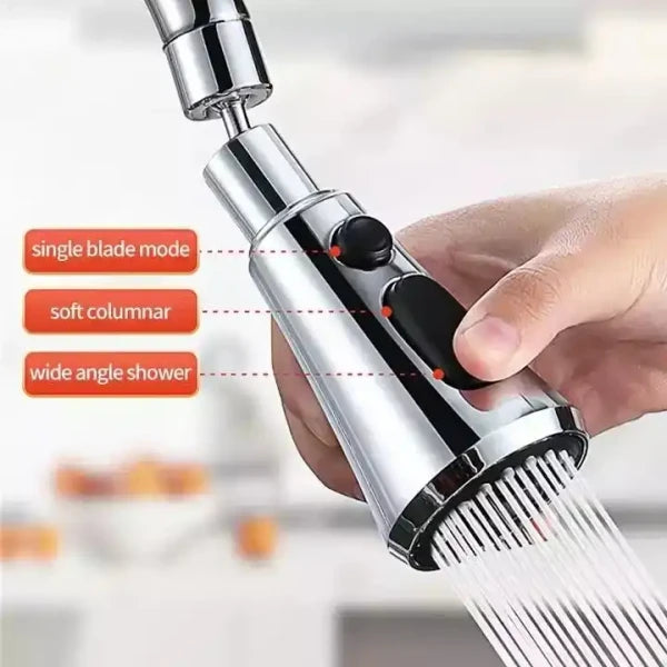360° Rotating Movable Faucet Nozzle – 3 Mode Adjustable Splash-Proof Tap Extender