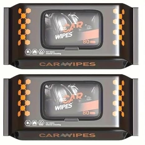 Microfiber Wet Cloth Wipes | Car Dashboard Polish, Car Scratch Remover Tissue | Car Cleaning Wipes for Leather Seat Accessories | Glass Window Cleaner (80 wipes Pack)