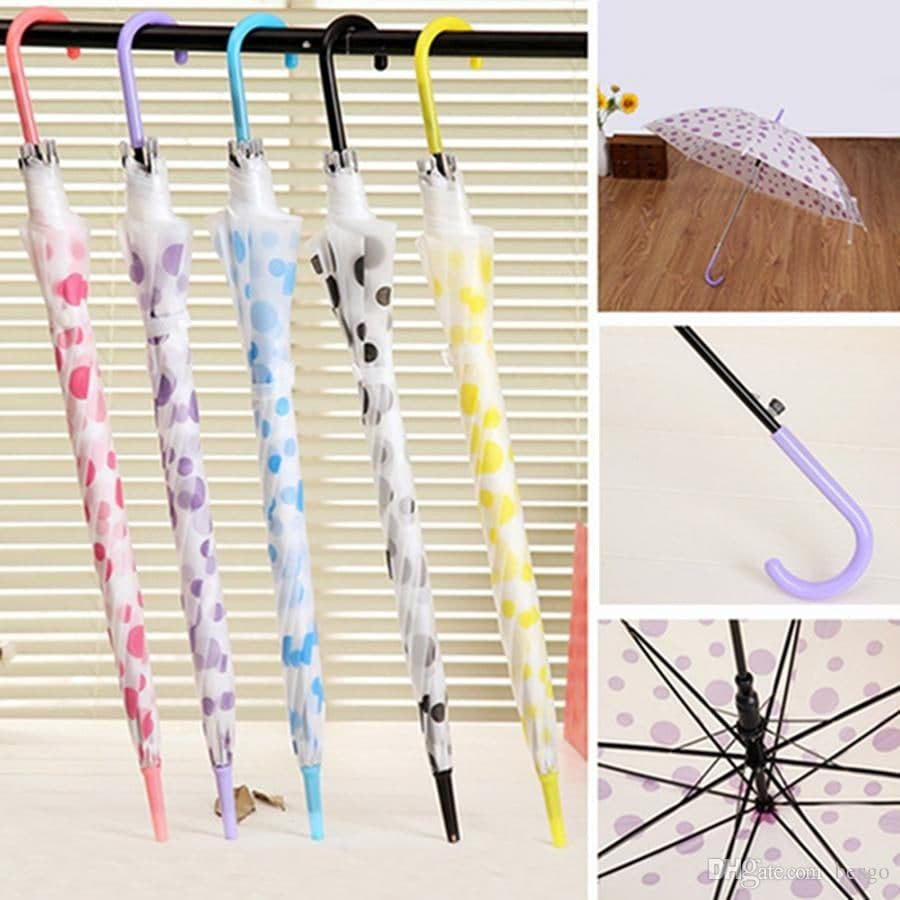 Polka Dot Transparent Rain Umbrella – Long Handle Bubble Dome Umbrella for Wind & Rain Protection