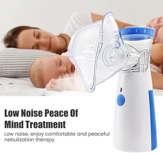 Portable Rechargeable Handheld Nebuliser | Low Noise, 10ml Capacity, 2 Masks & Mouthpiece for Adults & Kids