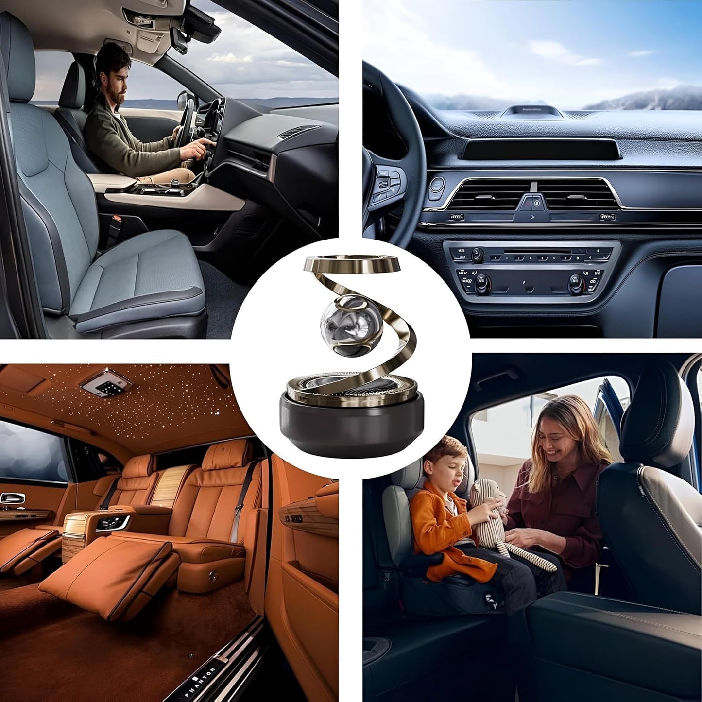 Solar Car Air Freshener – Rotating Fragrance Diffuser, Long-Lasting & Battery-Free