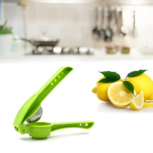 Unbreakable Plastic Lemon Squeezer with Stainless Steel Opener – Green