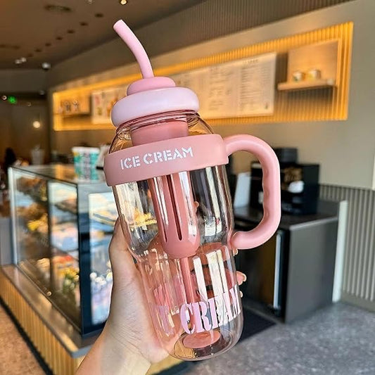 1200ml Large Water Bottle with Straw & Tea Infuser – Leakproof, Aesthetic, Portable Hydration Bottle (Multicolor)