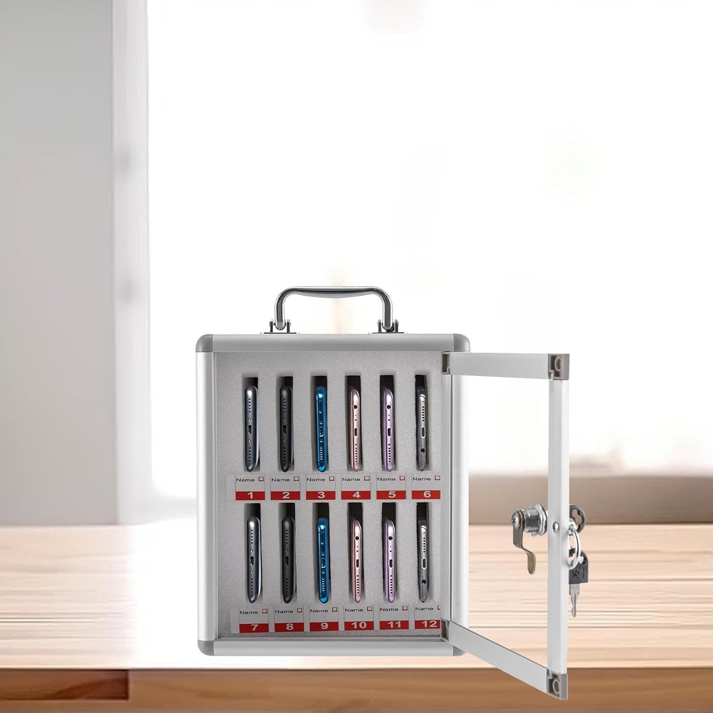 Mobile Phone Storage Cabinet Safe Deposit Box Metal Cell Phone Locker with Numbered & Lock for Classroom Examination Factory Work(24 Slot)