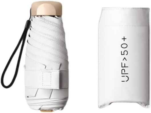 Mini Travel Sun Umbrella with Case, Small Compact UV Protection Umbrella for Sun and Rain, Lightweight Windproof Umbrella for Women Men Kids Umbrella Windproof Umbrellas Portable Folding Manual Umbrella Women Men Ultralight Rain Sun Umbrella Anti Uv