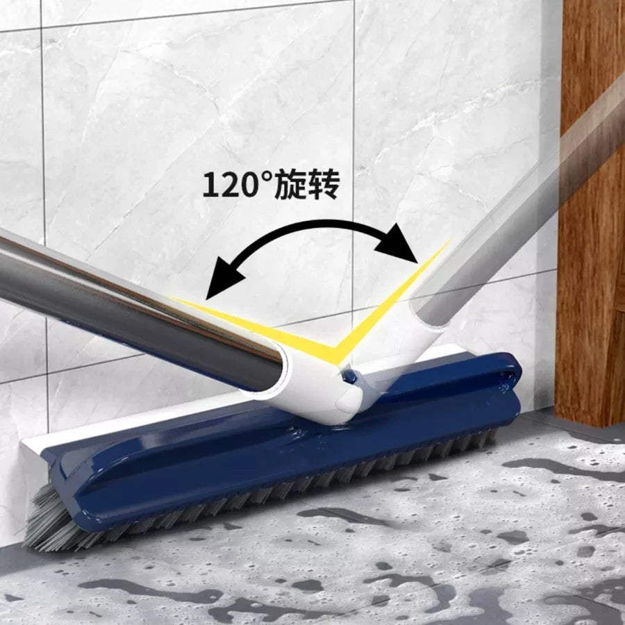 2-in-1 Long Handle Floor Cleaning Brush with Wiper – Scrub & Sweep in One