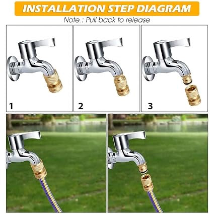 Tap Connector, Brass Pipe Connector for Tap, Garden Hose Quick Connectors, 1/2 & 3/4 Inch Faucet Adapter Tap Connector Sets for Garden Bathroom Kitchen Outdoors (Set of 4 pcs)