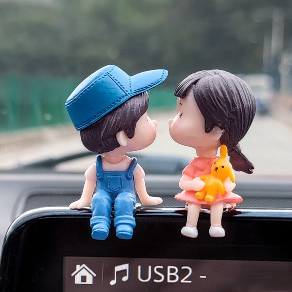 Car decoration, cute cartoon couple, action figure, balloon ornament, resin balloon couple figurines garden ornament, cute doll couple ornaments